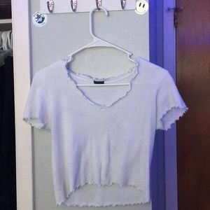 ruffled + ribbed white brandy top